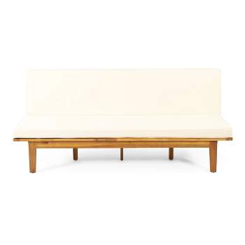 Jill Outdoor Acacia Wood Convertible Daybed with Cushions Teak/Beige - Christopher Knight Home