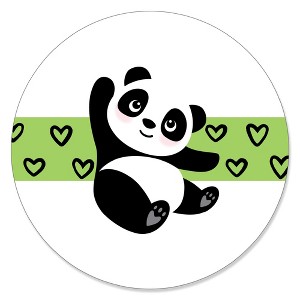 Big Dot of Happiness Party Like a Panda Bear - Baby Shower or Birthday Party Circle Sticker Labels - 24 Count - 1 of 4