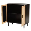 Baxton Studio Maureen Wood and Rattan 2 Door Storage Cabinet Espresso/Natural Brown : Bohemian Style, Particle Board Frame, 2 Shelves - 3 of 4