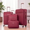 SEVOBAL Luggage 4 Piece Set Softshell Suitcase with Spinner Wheels for Travel Convenience, Red, 18.91"*12.21"*31.32" - 3 of 4
