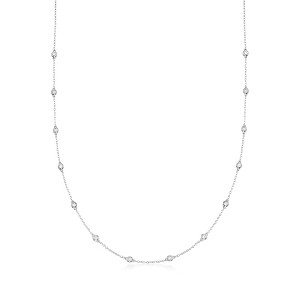 Ross-Simons 0.50 ct. t.w. Bezel-Set Diamond Station Necklace in 14kt White Gold - 1 of 4