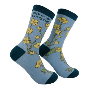 Crazy Dog Women's Suck It Up Buttercup Socks Funny Sarcastic Flower Graphic Novelty Footwear for Ladies - 1 of 4