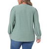 Women's Plus Size Lace Petal V Neck Puff Long Sleeve Eyelet Business Casual Blouses - Agnes Orinda - 4 of 4