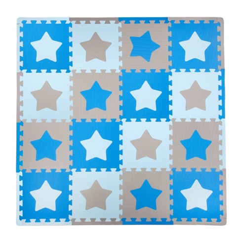 Tadpole Mat 16 Piece Stars Blue Brown Target