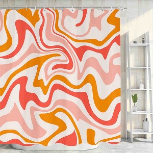 72"x72" Abstract Wavy Swirl Boho Shower Curtain, Pack of 1 - 1 of 4