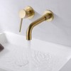 sumerain Wall Mount Bathroom Faucet Brushed Gold Lavatory Faucet, Single Left-Handed Handle - 2 of 4
