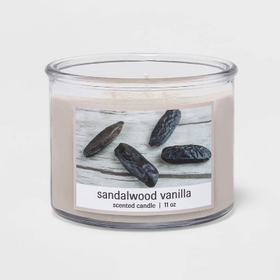 11oz Glass Jar 3-Wick Sandalwood Vanilla Candle