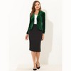 INSPIRE CHIC Women's Notched Lapel Long Sleeve Office Button Velvet Suit Blazer - 3 of 4
