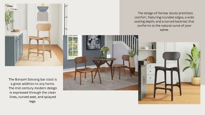 Solvang Mid-Century Modern Brown Ale Wood Bar Stool