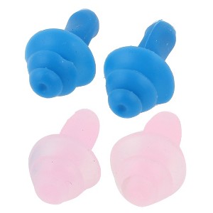 Unique Bargains Christmas Tree Shape Silicone Earplug for Swiming Sleeping 2 Pairs Pink Blue - 1 of 4