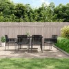 vidaXL 7-Piece Patio Dining Set - Black Poly Rattan and Steel with Light Gray Cushions, Weather-Resistant Material and Sturdy Frame - 2 of 4