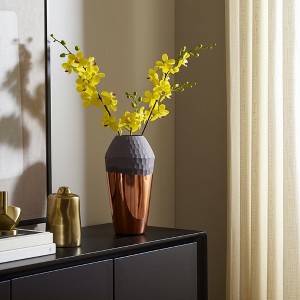 Glam Glass Vase - Metallic Finish, Textured Design, Modern Decorative Accent for Home & Office, Living Room & Bedroom Decor - 1 of 4
