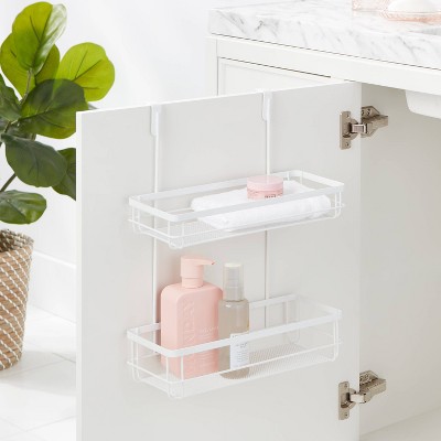 Matte White Metal Over-the-Door Tiered Storage Organizer
