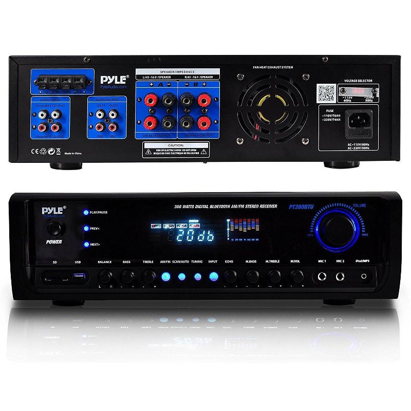 Pyle PT390BTU Digital Home Theater Bluetooth 4 Channel Radio Aux Stereo Receiver Connects to TV, Home Theaters, and External Speaker Systems, 2 of 7