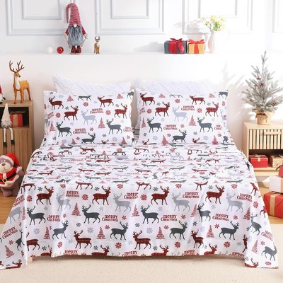 4 Pieces Soft Microfiber Christmas Bed Sheet Set