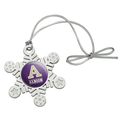Albion College Primary Logo Metal Snowflake Christmas Tree Holiday Ornament