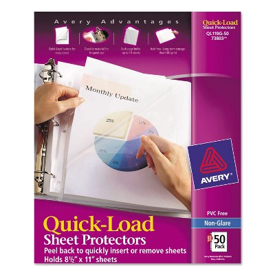 Quick Top and Side Loading Sheet Protectors, Letter, Non-Glare, 50/Box