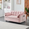 Zeus & Ruta 3-in-1 Modern Velvet Loveseat Lounge Sofa with Pullout Bed, Reclining Backrest, Toss Pillows & Pockets - 3 of 4