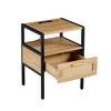Tiramisubest Set of 1/2, 15.75" Rattan Nightstand with USB Ports/Without USB , Modern Nightstand with Drawer and Metal Legs for Living Room, Bedroom - 3 of 4