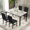 Hooseng 5-Piece Dininng Room Table Set with 4 Uphosltered Dining Chairs, Faux Marble Table Top and Metal Frame Space-Saving Dining Table Set for 4 - 2 of 4