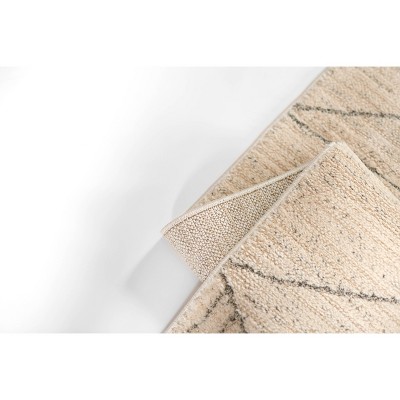 Ivory Geometric Rectangular Stain-Resistant Synthetic Area Rug