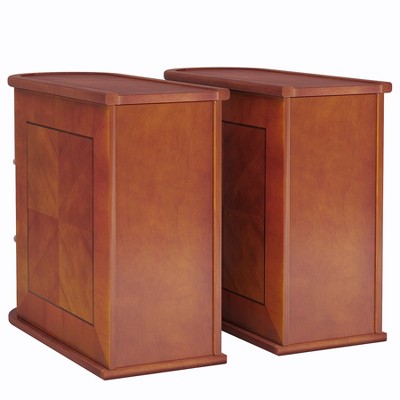 MAYEERTY Wood Tall End Table, Narrow Side Table Nightstand with 2 Drawers