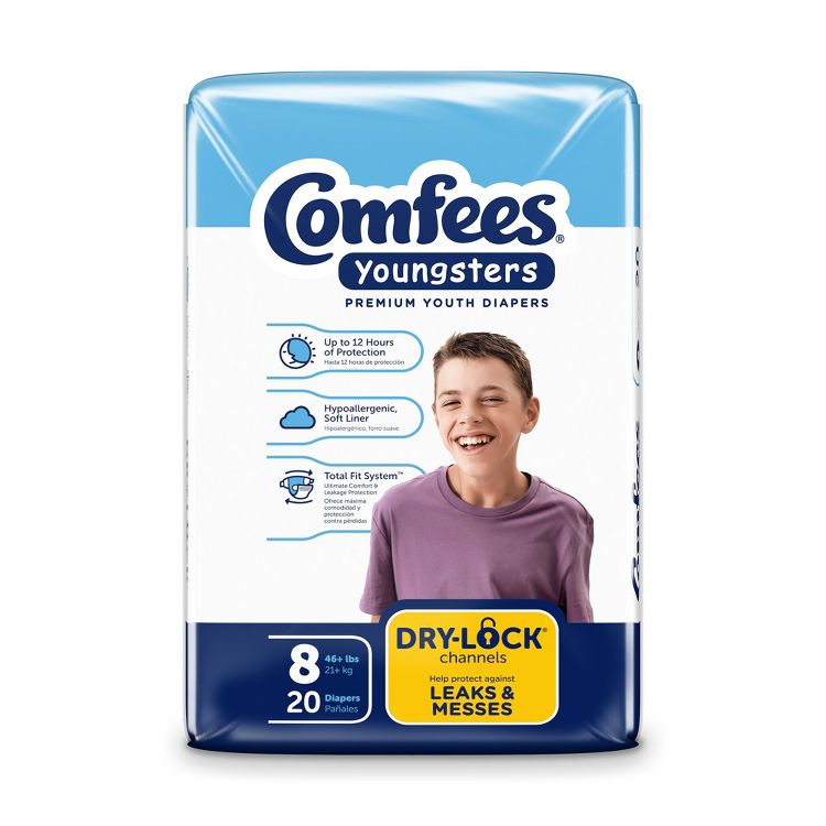 Comfees Youngsters Youth Incontinence Brief 8 Heavy Absorbency Contoured, CMF-8, 20 Ct, 2 of 3