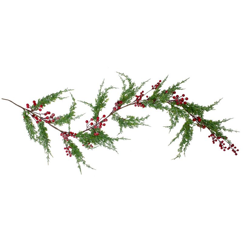 Northlight Real Touch™️ Iced Berries and Pine Artificial Christmas Garland  - 5' x 10" - Unlit, 1 of 10