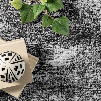 Corinna Charcoal Abstract Machine Washable Area Rug