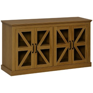 Sideboard Buffet Cabinet, Glass Door Credenza Bar Cabinet with Adjustable Shelf - 1 of 4