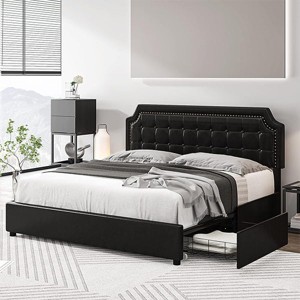 Hub Styler Upholstered Bed With Drawers - 1 of 4