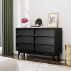 HDZNVF 6 Drawer Double Dresser Features Vintage Style And Bevel Design Black - 4 of 4