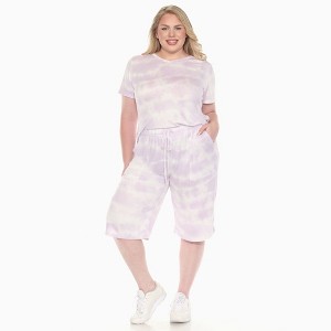 Plus Size Soft Capri Pajama Lounge Set - White Mark - 1 of 4