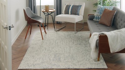Ivory/Grey/Teal 8' x 10' Hand-Tufted Wool Rectangular Rug