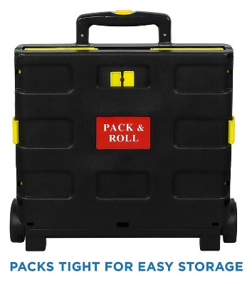 Compact Black and Yellow Folding Utility Cart with Telescoping Handle