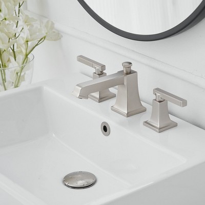 Brushed Nickel Widespread 2-Handle Bathroom Faucet with Drain Assembly