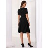 INSPIRE CHIC Women's Elegant V Neck Short Sleeve Dressy Wrap Ruched Business A-Line Midi Dress - 3 of 4