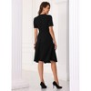 INSPIRE CHIC Women's Elegant V Neck Short Sleeve Dressy Wrap Ruched Business A-Line Midi Dress - image 3 of 4