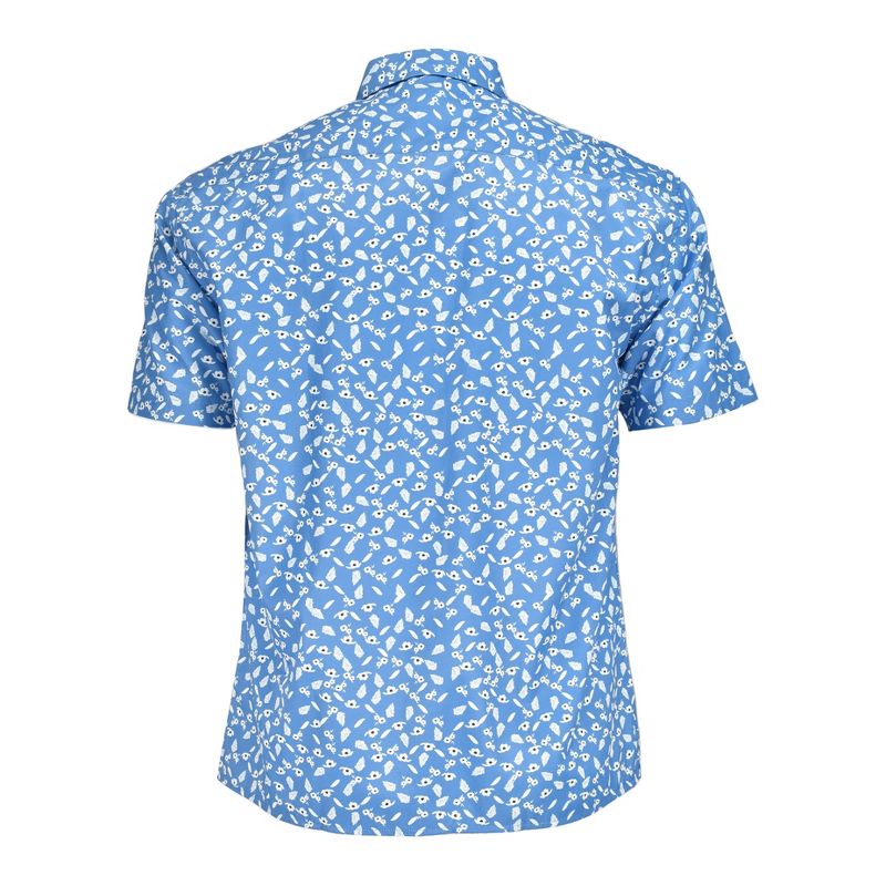 Beyond Paradise Men's Tropical Floral Print Cotton Shirt | Blue Flowers, 3 of 4