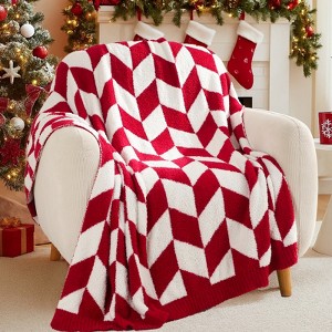 Snuggle Sac Chevron Throw Blanket Reversible Soft Knit Blanket for Couch, Bed, Travel, Camping,50x60" - 1 of 4