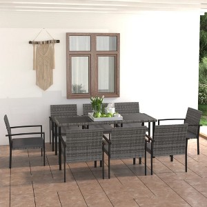 vidaXL Dining Set Grey Poly rattan Large Durable Dining Set - 1 of 4