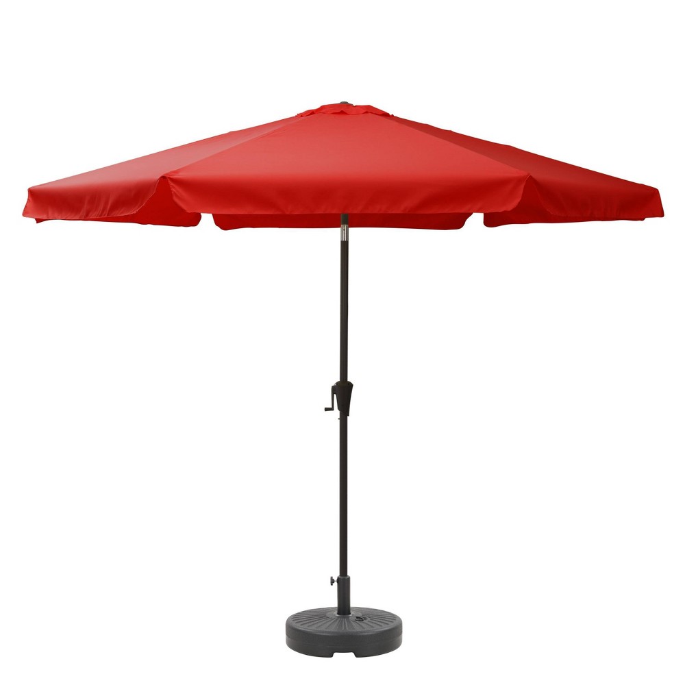 Photos - Parasol CorLiving 10' x 10' Tilting Market Patio Umbrella with Base Crimson Red  