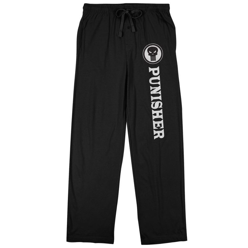 Marvel Universe Punisher Skull Logo Men's Black Sleep Pajama Pants, 1 of 2
