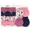 Hudson Baby Infant Girls Cotton Headband and Scratch Mitten Set, Pink Navy Floral, 0-6 Months - 2 of 2