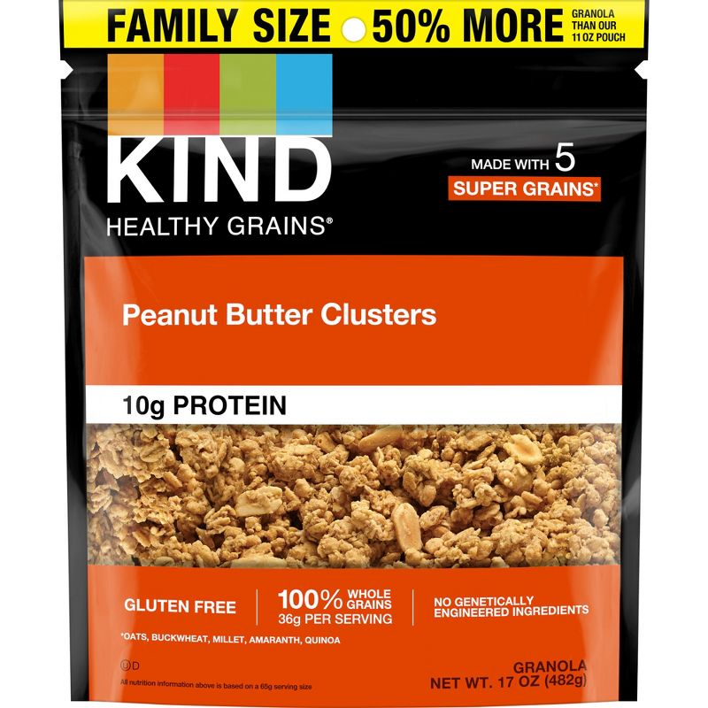 KIND Peanut Butter Whole Grain Clusters Granola - 17oz, 3 of 9