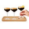 Final Touch Espresso Martini Flight Set - 4 Piece Tasting Collection with 3 Titanium-Reinforced Crystal Coupe Glasses & Handmade Cork Tray - 4.75 oz - 3 of 4