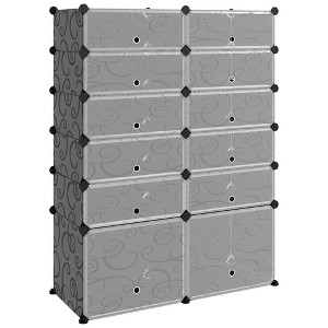 vidaXL Shoe Rack Black PP (Polypropylene), Steel 37 x 14.6 x 49.2 in - Black 37" x 14.6" x 49.2" - 1 of 4