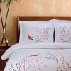 Embroidered Modern Bird and Nature Cotton Duvet Cover and Pillow Sham Set - Blue Nile Mills - 3 of 4