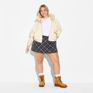 Women's Faux Fur Trim Hooded Zip-Up Sweatshirt - Wild Fable™ - 1 of 3