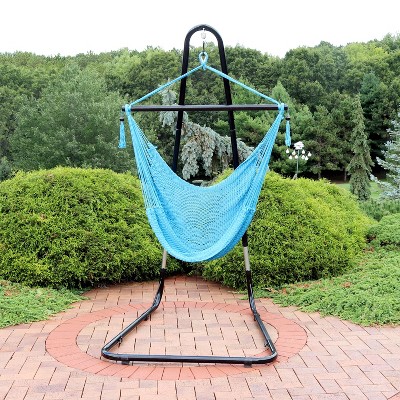 Sky Blue Hanging Chaise Chair with Adjustable Stand